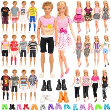 Imagem de Kit De Roupas Para Boneca Barbie E Namorado Ken + Sapatos - Sheilinha