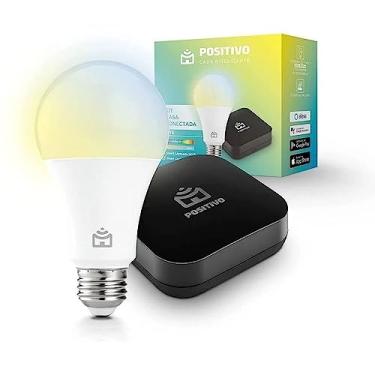 Imagem de Kit Casa Conectada Lite Positivo Casa Inteligente, sua casa mais inteligente, contém 2 itens (1x Smart Controle Universal e 1x Smart Lâmpada Wi Fi), Bivolt – Compatível com Alexa, branca/preta