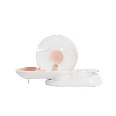 Imagem de Genérico - Dispensador de Água Automático para Animais de Estimação, Bebedouro e Comedouro 2 em 1, 2.8 Litros, Para Cães e Gatos, Rosa