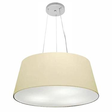 Imagem de Lustre Pendente Cone Cúpula Tecido 25/60x50 cm, Vivare Iluminação, Pendente4062 LA, Algodão Cru, Grande