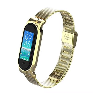 Imagem de T-BLUER Pulseira compatível com Xiaomi Mi Band 5/Mi Band 6, pulseira de aço inoxidável de substituição para Xiaomi Miband 5/Miband 6 acessórios para mulheres e homens, sem rastreador incluído, Aço inoxidável