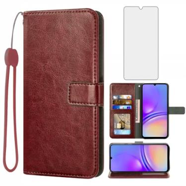 Imagem de Asuwish Capa carteira compatível com Samsung Galaxy A05, protetor de tela de vidro temperado e capa flip de couro, suporte para cartão, acessórios de celular, capas de telefone para Ao5 A 05 mulheres