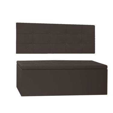 Imagem de Kit Painel E Calçadeira Baú Casal 1,40m Roma Corano Marrom - Pallazio
