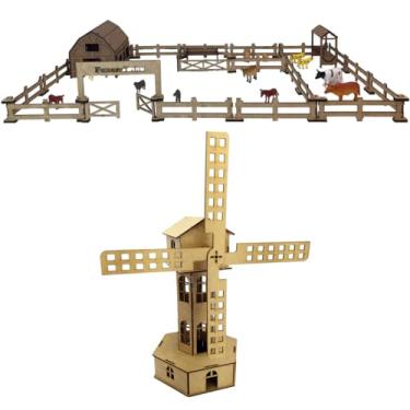 Imagem de Mini Fazendinha Curral e Moinho de Vento Brinquedo Crianças
