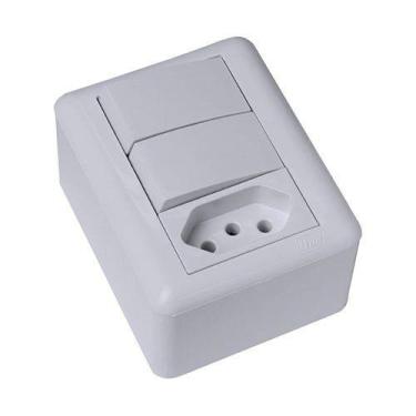 Imagem de Cj interruptor duplo paralelo + tomada 20a sobrepor - blux overlap bra