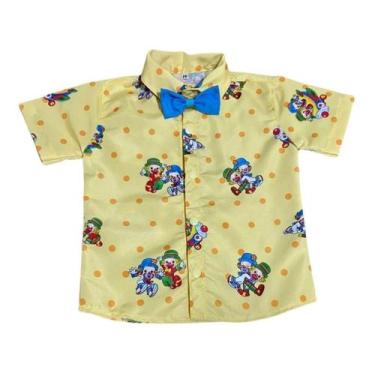 Imagem de Camisa Infantil Social Palhaço Patati Patata Circo + Gravata - Pequeno