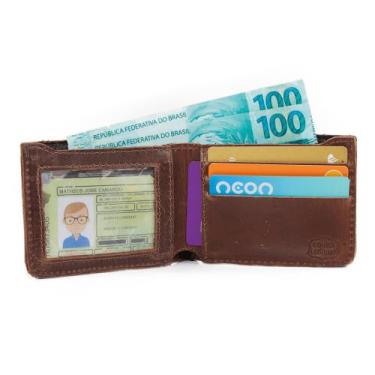 Imagem de Carteira De Couro Masculina Cartões Visor Para Cnh Use Young - Pampas 