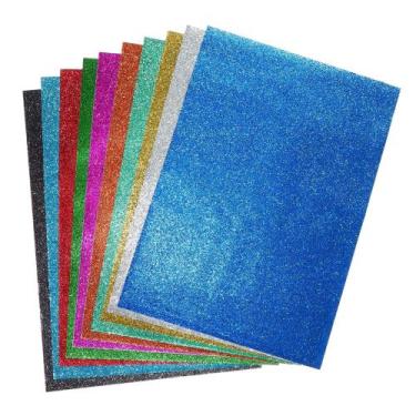 Imagem de Folhas de eva com glitter grande 40 x 60 kit com 30 folhas - Yins , Az