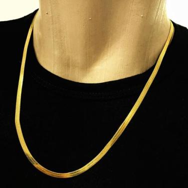 Imagem de Colar Masculino Cordão Laminada Corrente Banhada Ouro 18k - Azmar Semi