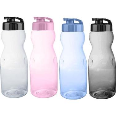 Imagem de Garrafa Plástica Veneza Sortida 1000ML com Tampa FLIP - Pacote com 04 