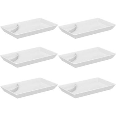 Imagem de Kit 6 Pratos para Sushi Comida Japonesa com Porta Shoyu Comida Orienta