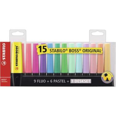 Imagem de Caneta Marca Texto Stabilo BOSS 15 Cores - Neon e Pastel - Sertic