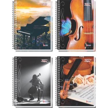Imagem de Caderno de Música 8 Capas 1/4 64 Folhas 63G - Pacote com 05 - Tamoio