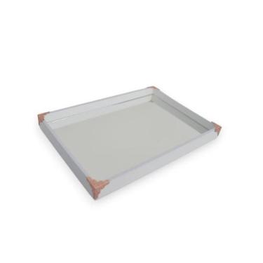 Imagem de Bandeja Branca B218 Rose Decoração Bancada Luxo Moderno Café Cozinha -