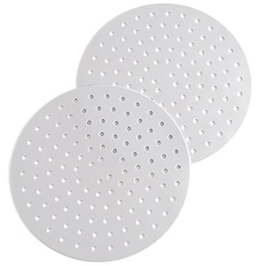 Imagem de Forros de silicone para fritadeira a ar, antiaderentes, fáceis de limpar, reutilizáveis tapetes de forro para fritadeira a ar, acessórios redondos de 20,32 cm (pacote com 2) "Cinza frio" serve na maioria dos modelos de fritadeira a ar