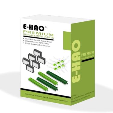 Imagem de E-HAO Peças de substituição para iRobot Roomba i & j & e e Combo i & j Series, 2 conjuntos de escovas de borracha, 6 filtros HEPA, 6 escovas laterais para