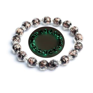 Imagem de grehapas Pulseira feminina elástica Firefly que brilha no escuro com contas luminosas para mulheres, pulseira de sereia, antiansiedade, energia de cura, 7-9 inch, Vidro, Vidro