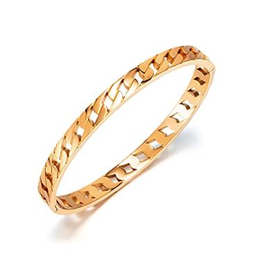 Imagem de Rockyu Pulseira feminina de ouro rosa Kihei com corrente hipoalergênica de aço inoxidável a céu aberto, acessório de presente de aniversário elegante, Aço inoxidável