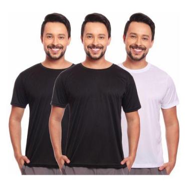Imagem de Kit 3 Camisas Básicas Masculina Dry Fit Lisa Tradicional - MC Digital,