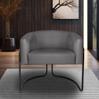 Imagem de Poltrona Sofia Luxo Moderna Com Base Aço Preto Para Sala Bz Home Decor