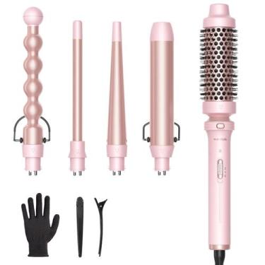 Imagem de Ferro de Ondulação Wavytalk 5 em 1 Rosa com Pincel