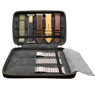 Imagem de Estojo organizador de pulseiras de relógio, feito de couro, para 8 pulseiras, incluindo pulseiras de metal, compatível com smartwatches da Apple Watch, Samsung, AndroidWear