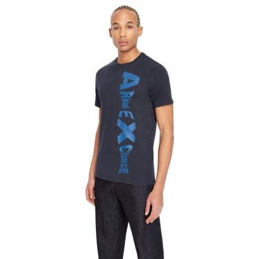 Imagem de Camiseta Armani Exchange A Logotipo X Exploded Side para homem azul marinho
