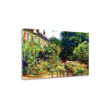Imagem de "The Artist's House at Giverny" de Claude Monet Reproduções de pintura a óleo Impressão em tela Impressionista Poster Arte de parede em tela para sala de estar 70 x 91 cm Emoldurado