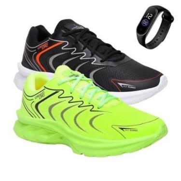 Imagem de Kit 2 Tênis Masculino Resistente Caminhada Academia Treino + Relógio-Masculino