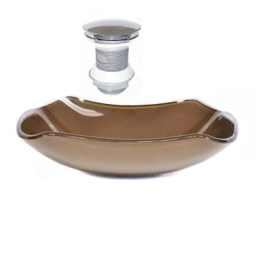 Imagem de Cuba de Vidro Abaulada 51cm + Válvula Click Marrom