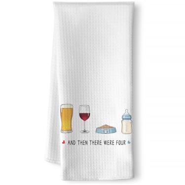 Imagem de Iznomo Toalha de mão - Design humorístico de celebração de recém-nascido de secagem rápida com arte simbólica de crescimento familiar, lembrança perfeita da jornada dos pais para novos pais, casais