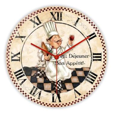 Imagem de TIMEGLOW Relógio de parede de cozinha de 30,5 cm com algarismos romanos, relógio de parede decorativo vintage, quartzo silencioso, sem tique-taque, operado por bateria, relógio de arte de parede