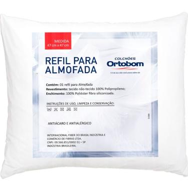 Imagem de Refil Para Almofada Branco Avulso 47Cm X 47Cm Fibra Siliconizada