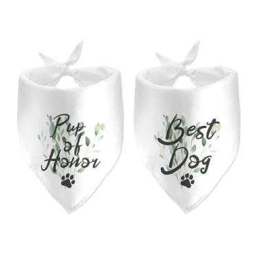 Imagem de Pacote com 2 bandanas Pup of Honor Best Dog Maid Bridal Party Wedding Bandana Photo Prop Pet Scarf Accessories for Dog Pet Lover