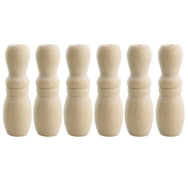 Imagem de Caishun 6 peças de 6 cm com franja branca de madeira em forma de ampulheta, acessórios para persiana de madeira, puxador de corda para decoração de ventilador de teto ou lâmpada