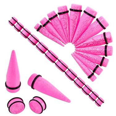 Imagem de Longbeauty 24 peças kit de alongamento de orelha design rachado 00G-13/16 10-20 mm alargadores e alargadores de orelha de acrílico esticadores de peso de orelha piercing joias para mulheres e homens