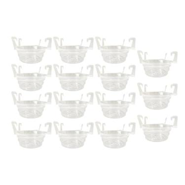 Imagem de WeiLaiKeQi Bandeja para vasos de flores com ganchos, 15 peças, para áreas internas e externas, com ganchos embutidos, pires redondos transparentes, cestos, 6inch
