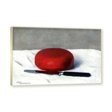Imagem de Moldura dourada champanhe. Impressões de artistas famosos, (queijo vermelho com faca) por Hans Emmenegger, reprodução de impressões em tela de paisagem pôster para decoração de casa. 40 x 60 cm - 15,8