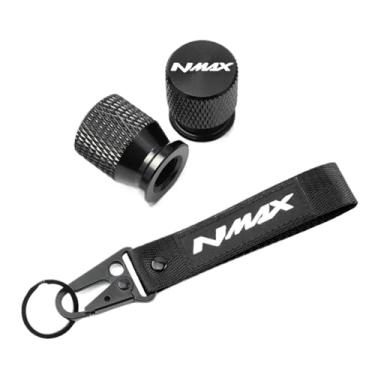 Imagem de jininshengxindianzi Compatible With NMAX N-Max 125 155 NMAX125 Nmax155 Scooter Accessories Tyre Valve Cover Cap&Motorcycle Embroidery Key Chain Keychain(Combination Black)