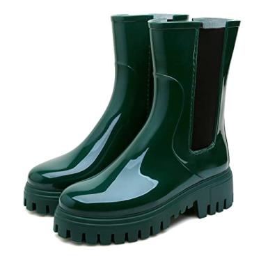 Imagem de Hsttgsr Botas De Chuva Femininas, Borracha Impermeáveis Pvc Para Jardim, Curtas Chelsea, Elásticas Antiderrapantes, Calçados Quintal, Fazenda, Trabalho Ao Ar Livre