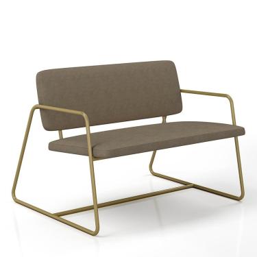 Imagem de Namoradeira Estofada Sintra Industrial Dourado/suede Capuccino - M.a