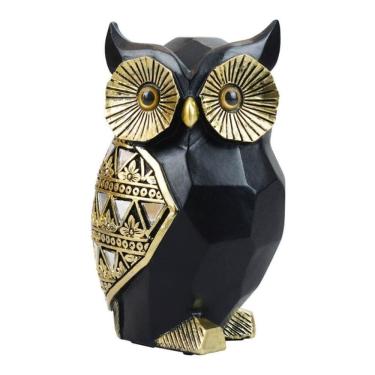 Imagem de Enfeite Decorativo Decoração Rack Sala Coruja Preta- 13cm