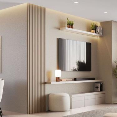 Imagem de Kit 2 Placas de Painel Ripado Milão 250cm X 58cm X 3,3mm rende 2,9m² Bege