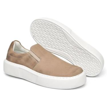 Imagem de Sapato Slip on Masculino Sola Alta Couro Legítimo Camurça - Mr Light, 