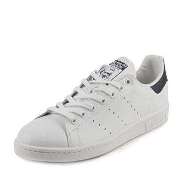 Imagem de adidas Stan Smith Tênis masculino, Core White/Core White/Dark Blue, 12 Wide
