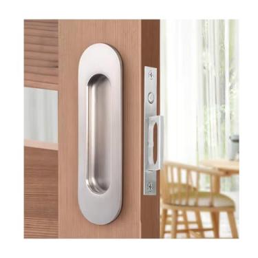 Imagem de Fihatokus Puxadores de porta de bolso e puxador de borda, puxadores ovais embutidos de 15 cm, ferragens de porta de bolso de aço inoxidável 304, puxador de borda oculta com interruptor de salto