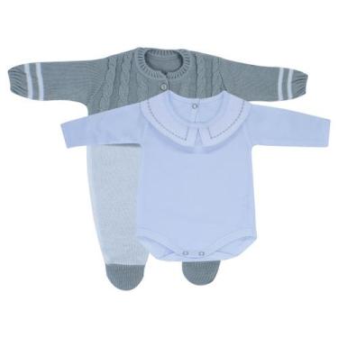 Imagem de Kit Macacão Jacquard Cinza e Body com Gola Bordada - Kowak, RN