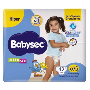 Imagem de Fralda Babysec Ultrasec Hiper Tamanho XXXG 42 Unidades Descartáveis
