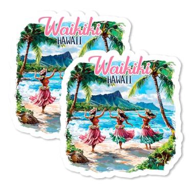 Imagem de Waikiki Hawaii Ímãs de 10 cm com cabeça de diamante para surfe – Ímãs de viagem decorativos de vinil forte para geladeira armário cozinha escritório – fofa divertida estética legal durável e lembrança