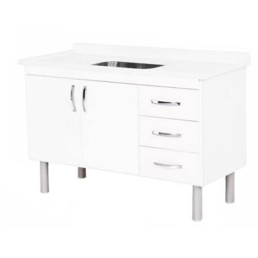 Imagem de Balcao Pop Cozinha Toquio 120Cm X 55Cm Branco Sem Cuba